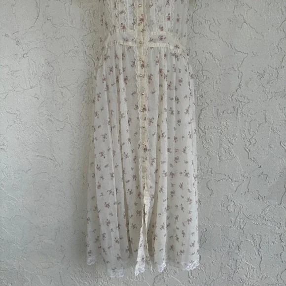 Gunne Sax Jessica McClintock Vintage 70's Dress‎ Women 7 Floral Lace Prairie - Picture 9 of 11